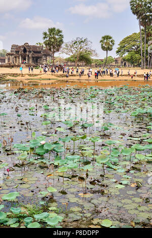 Inneren Tempel im Teich an Angkor Wat, Siem Reap, Kambodscha wider Stockfoto