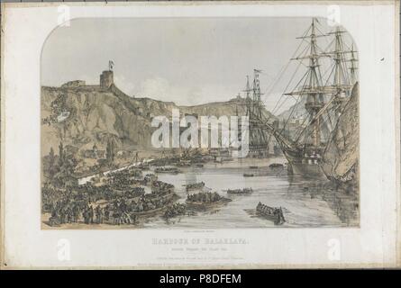 Blick auf den Hafen von Balaclava. Museum: private Sammlung. Stockfoto