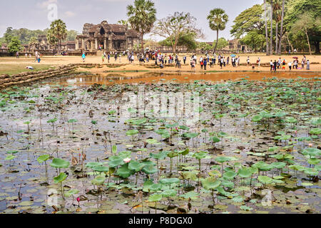 Inneren Tempel im Teich an Angkor Wat, Siem Reap, Kambodscha wider Stockfoto