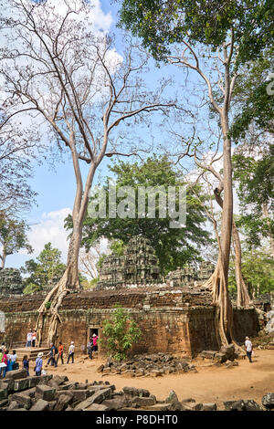 Touristen in Angkor Thom Stockfoto