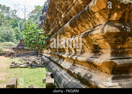 Mauer in Angkor Thom Stockfoto