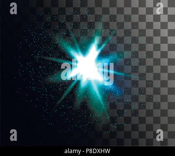 Sanftes Licht. Abstrakte türkis Wirkung. Vektor Lichteffekte mit Partikeln, die Dekoration auf den Transparenten Hintergrund isoliert. Stock Vektor