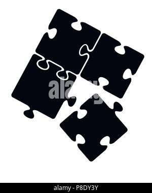 Schwarze Silhouette. Schwarz puzzle Symbol. Ein Puzzle separat. Flache Vector Illustration auf weißem Hintergrund. Stock Vektor