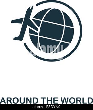 Rund um die Welt. Line Style Icon Design. UI. Abbildung: rund um die Welt. Piktogramm isoliert auf Weiss. Fertig in Web Design, App Stock Vektor
