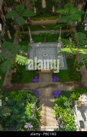 Atrium der Fenway Hof, Garten im Innenhof, Isabella Stewart Gardner Museum, Boston, Mass, Massachusetts, North America, US, USA Stockfoto