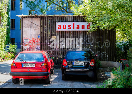 Berlin Prenzlauer Berg Ausland Gebäude Exterieur. Ort der experimentellen und improvisierten Musik in ehemaligen squat Gebäude. Ausland (im Ausland oder Ove Stockfoto