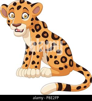 Cartoon Leopard auf weißem Hintergrund Stock Vektor