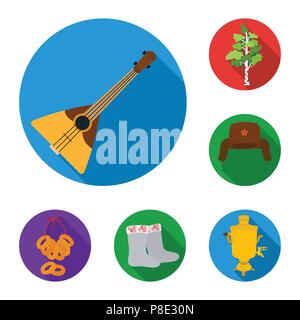 Land Russland, Reisen flachbild Symbole im Set Sammlung für Design. Sehenswürdigkeiten und verfügt über Vektor Symbol lieferbar Abbildung. Stock Vektor