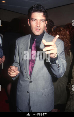 WESTWOOD, CA - 26. Februar: Schauspieler Antonio Banderas nimmt an Warner Bros. Pictures'' Die Mambo Kings' Premiere am 26. Februar 1992 an den Mann Bruin Theater in Westwood, Kalifornien. Foto von Barry King/Alamy Stock Foto Stockfoto