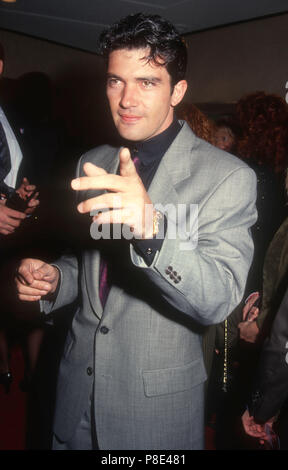 WESTWOOD, CA - 26. Februar: Schauspieler Antonio Banderas nimmt an Warner Bros. Pictures'' Die Mambo Kings' Premiere am 26. Februar 1992 an den Mann Bruin Theater in Westwood, Kalifornien. Foto von Barry King/Alamy Stock Foto Stockfoto