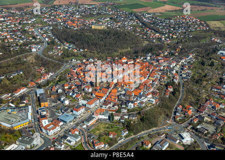 Luftaufnahme, Blick auf die Stadt mit Altstadt, Bad Wildungen, Nordhessen, Hessen, Deutschland Stockfoto