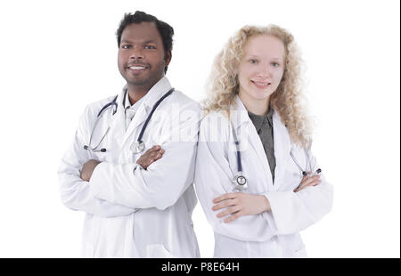 Voller Körper Porträt von zwei Glücklich lächelnde junge Menschen, Stockfoto