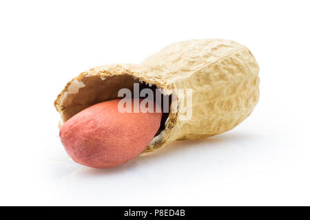 Peanut closeup auf einem weißen Hintergrund, isoliert Stockfoto