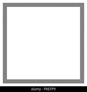 Quadratischen Rahmen aus nahtlosen, Mäander Muster. Meandros, eine dekorative Grenze, von der kontinuierlichen Linien gebaut, in die ein wiederholtes Motiv geprägt. Stockfoto