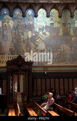 Mosaiken im Inneren der Basilika Notre-Dame de Fourvière in Lyon, Frankreich Stockfoto