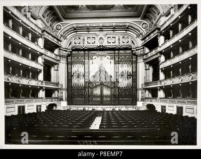 Die Wiener Imperial Opera. Die ersten Eisernen Vorhangs Design von Anton Brioschi. Museum: Theater Museum, Wien. Stockfoto