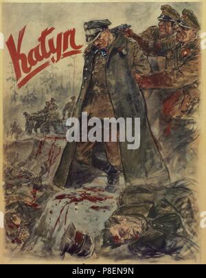 Das Massaker von Katyn (NS-Propaganda Poster). Museum: private Sammlung. Stockfoto