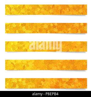 Der gelbe horizontale Herbst Web Banner mit Blättern Textur für Websites und Werbung Stock Vektor