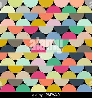 Die nahtlose Vektor Hälften runden bunten Muster Stock Vektor