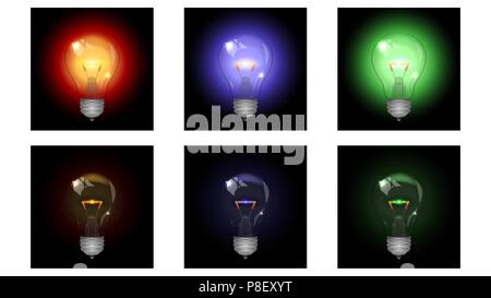 Eine Reihe von farbigen Lampen in verschiedenen Farben. Leuchten in rot, blau, grün. Vector Illustration Stock Vektor