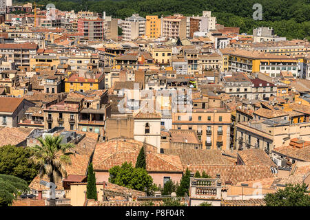 Dächer von Girona in Katalonien, Spanien Stockfoto