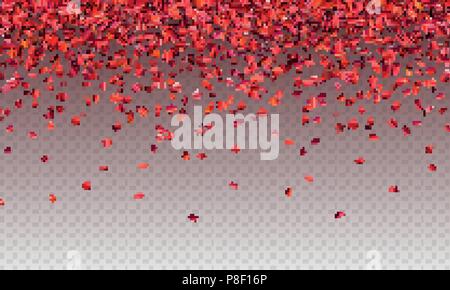 Vektor Illustration abstrakt Random fallenden roten Sternen auf transparentem Hintergrund. Glitter Muster für Banner, Grusskarten, Weihnachten, Neujahr Karte, Einladung, Postkarte, Verpackungen aus Papier. Stock Vektor