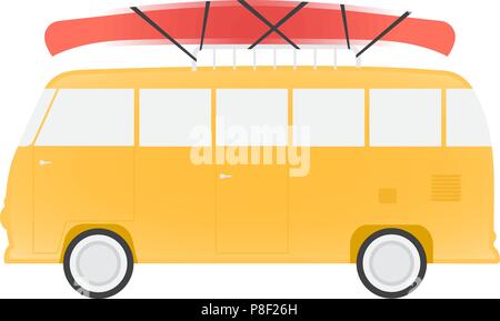 Gelben Bus für die Fahrt mit dem Kanu, Vektor, Abbildung Stock Vektor