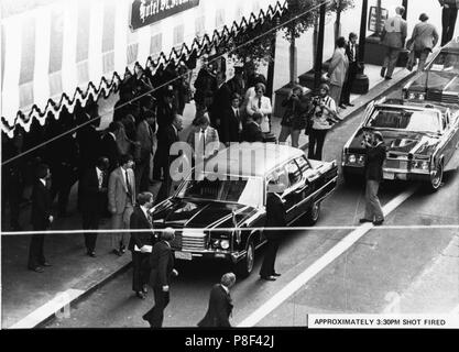 St. Francis Hotel über die genaue Zeit Sara Jane Moore versucht Präsident Ford zu ermorden. September 22, 1975. Museum: Gerald R. Ford Bibliothek. Stockfoto