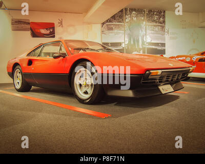 MARANELLO, ITALIEN - Juli 21, 2017: 1975 Ferrari 308 GTB der Ferrari Museum. Stockfoto