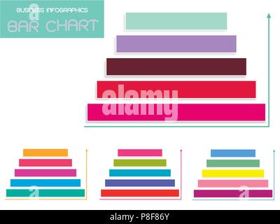 Business und Marketing Konzepte, Vektor Einrichten von bunten Stufen der Pyramide Diagramm Infografiken Hintergrund oder Vorlage Diagramm mit Platz für C hinzufügen Kopieren Stockfoto