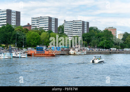 TURKU, FINNLAND - 8/7/2018: Beliebte Fori Fähre in den Fluss Aura. Stockfoto