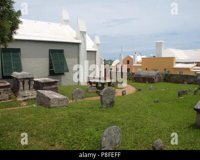 St. Peters Kirche, St. Georges, Bermuda und der ihr beigefügten Friedhof Stockfoto