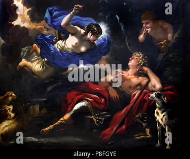 Diana und Endimione - Diana und Endymion 1675-1680, Luca Giordano (1632-1705), Öl auf Leinwand Italien Italienisch (das Bild zeigt die römische Göttin Diana, einer der zwölf Götter und Göttinnen des Olymp, in Liebe mit Endymion fallen. Die Geschichte erzählt von Diana's Liebe für die schöne Jugend Endymion. ) Stockfoto