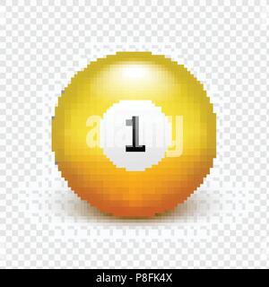 Vektor Illustration gelbe Kugel für Billard isoliert auf einen transparenten Hintergrund. Nummer 1. Stock Vektor