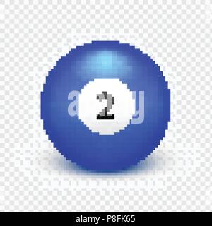 Vektor Illustration gelbe Kugel für Billard isoliert auf einen transparenten Hintergrund. Nummer 2. Stock Vektor