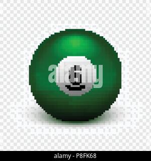 Vektor Illustration gelbe Kugel für Billard isoliert auf einen transparenten Hintergrund. Nummer 6. Stock Vektor