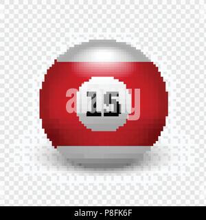 Vektor Illustration gelbe Kugel für Billard isoliert auf einen transparenten Hintergrund. Nummer 15. Stock Vektor