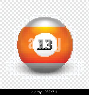 Vektor Illustration gelbe Kugel für Billard isoliert auf einen transparenten Hintergrund. Nummer 13. Stock Vektor