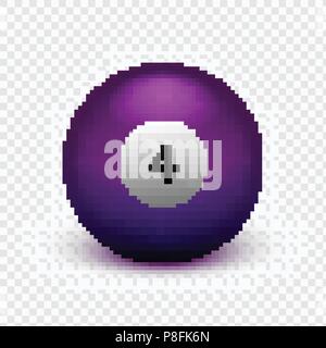 Vektor Illustration gelbe Kugel für Billard isoliert auf einen transparenten Hintergrund. Nummer 4. Stock Vektor