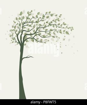 Vector Illustration eines Baum mit Blättern mit Platz für Text Stock Vektor