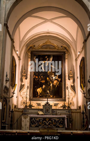 Caravaggios Malerei sieben Werke der Barmherzigkeit, Pio Monte della Misericordia Kirche, Neapel, Italien Stockfoto