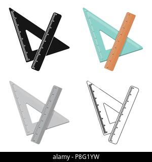Lineal und Dreieck. Geräte für Schule Zeichnung. Schule und Bildung einzelnen Symbol im Comic-stil Vektor Symbol lieferbar web Abbildung. Stock Vektor