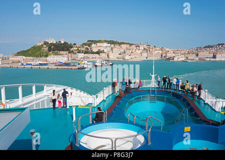 Fähre Hafen von Ancona, Ancona nach Patras, Italien, Griechenland, Anek Lines Stockfoto