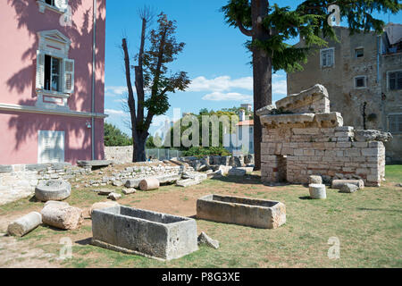 Forum Romanum, Porec, Istrien, Kroatien Stockfoto