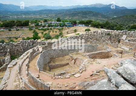 Grab Kreis ein, Mykene, Argolis, Peloponnes, Griechenland Stockfoto