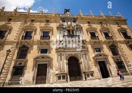 Gebäude, Royal Chancery, Palacio de la Chancilleria am Plaza Nueva. Stadt Granada. Andalusien, Süd Spanien Europa Stockfoto