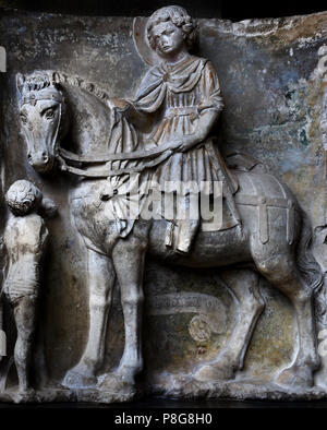 Saint Martin und der Bettler, von toskanischen Meister von 1436, Avesa (Verona), Kloster von San Martino, 15. Jahrhundert, Italien, Italienisch. Stockfoto