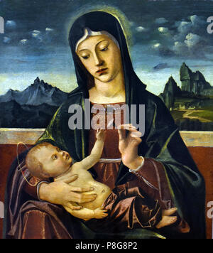 Madonna col Bambino - Madonna mit Kind, von Bartolomeo Montagna 1450-1523 Italien, Italienisch. Ich Stockfoto