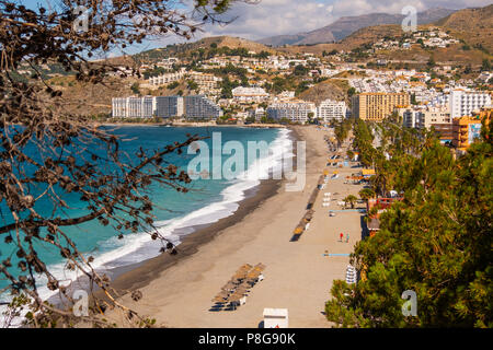 Strand San Cristobal, Almuñecar. Costa Tropical, Mittelmeer. Provinz Granada. Andalusien, Süd Spanien Europa Stockfoto