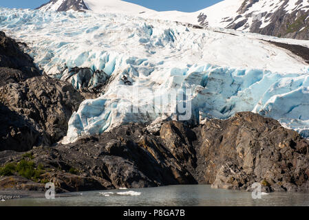 Portage Glacier Terminus als von Portage See gesehen. Stockfoto